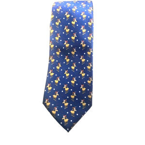 Wembly Mans Tie Reindeer Christmas 54"X 3 Navy Blue Brown Red